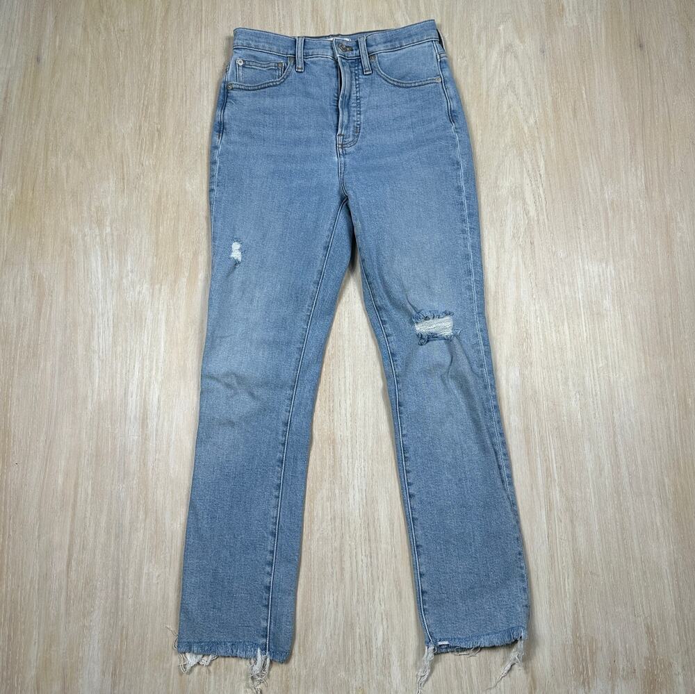 Madewell The Perfect Vintage Jean Distressed Raw Hem Medium Wash Casual Denim 24